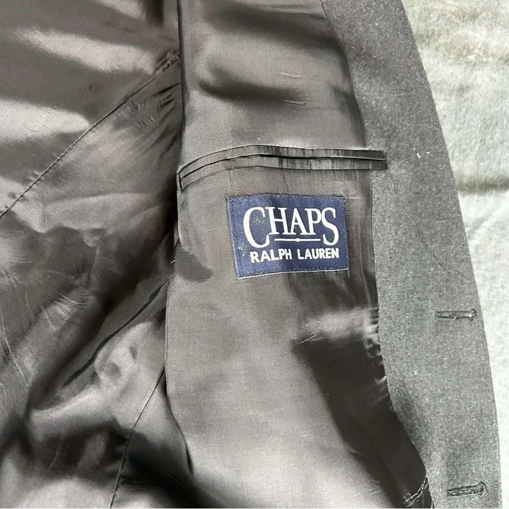 Chaps Ralph Lauren Blazer Mens 46R‎ Charcoal Gray Wool VTG Sport Coat 2 Button